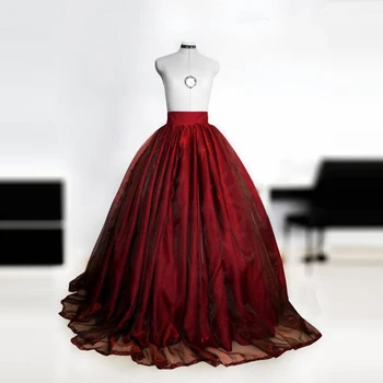 Bordo Kraliyet Vintage Stil Kadın Balo Etekler Örgün Durum ıçin Özel Petticoat Fermuar Bel Vestidos Saias ıçinde Yapılan