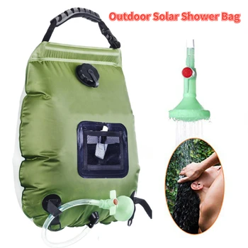 20L Taşınabilir Su Torbası Açık Güneş duş torbası Büyük Kapasiteli Su saklama çantası ile Değiştirilebilir Duş Başlığı Kamp Malzemeleri