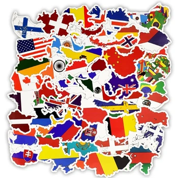 10/30/50 ADET Dünya Bayrağı Haritası Çıkartmalar Estetik DIY Bagaj Su Şişesi Dizüstü Su Geçirmez Graffiti Renkli Etiket Çıkartmaları Paketleri