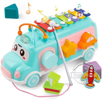 Bebek oyuncakları 1 2 3 Yaşında Müzikal Otobüs Oyuncaklar Ksilofon ve Yapı Taşları En İyi Eğitici Oyuncaklar 12-18 Ay Bebek hediyeler