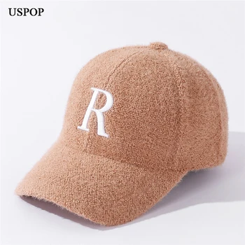 USPOP 2021 Yeni kışlık şapkalar Mektup Nakış beyzbol şapkası Rahat Vizon Peluş Sıcak Kapaklar