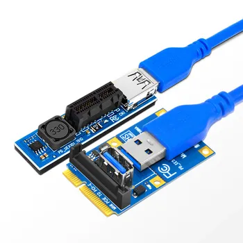 Mini PCI-E PCI-E X1 Yükseltici Kart PCI Express X1 Yuvası Çift SATA Güç Konektörü 60 cm USB 3.0 Kablosu Uzatma port adaptörü Yükseltici