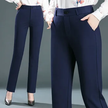 Büyük boy İlkbahar ve Sonbahar Gevşek gündelik kadın pantolonları Yüksek belli Düz Elastik Ekstra Büyük Boy Yağ MM Uzun pantolon Yaz