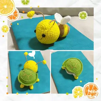 Kaplumbağa Bal Bebek Bebek Kız Kaplumbağa El dokuması Tığ Yün Malzeme Paketi DIY Bitmiş doğum günü hediyesi Arı