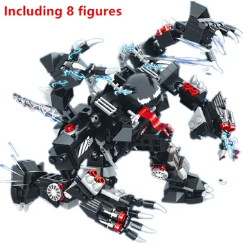 Süper kahraman Marvel Venom Techbot VS Örümcek Adam Modeli Yapı Taşları Tuğla Setleri Klasik Bebekler Çocuk Oyuncakları Çocuklar İçin Hediye