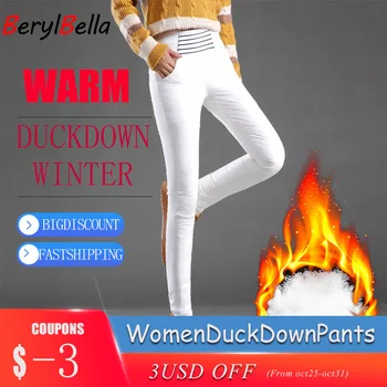 Beyaz Aşağı Pantolon Kadınlar İçin Kış Yüksek Bel Artı Boyutu Elastik Uzun Pantolon İnce Kadın kalem pantolon Pantalon Femme BerylBella