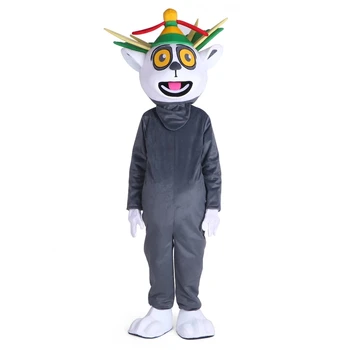 Yetişkin Kral Julian Lemur Karikatür maskot kostümü Mascotte Noel Karnaval Parti Cadılar Bayramı olay performansı İçin