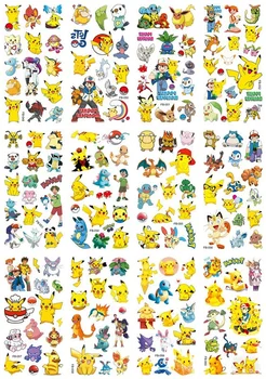 12 adet / torba Sevimli Pokemon Dövme Çıkartmalar Su Geçirmez Pikachu Sticker Komik Karikatür Çocuk Kız Noel doğum günü hediyesi Ödül Oyuncak