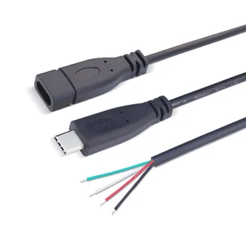 50 adet USB Tip C Güç Kaynağı Uzatma Kablosu Kablosu Şarj Bağlayıcı Erkek Dişi Fiş 2 pin 4 pin USB C DIY Veri hattı