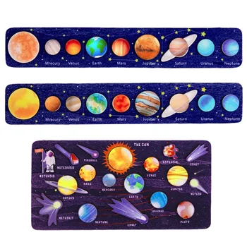 Ahşap Güneş Sistemi Gezegenler Bulmaca Çocuk Masa Oyunu Çocuk Montessori Erken Eğitici Oyuncaklar Çocuklar İçin Toprak Güneş Ahşap Yapboz Hediye
