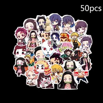 50 Adet Anime iblis avcısı Cosplay Çıkartmalar Karakter Kimetsu Hiçbir Yaiba Nezuko Kawaii Aksesuarları Bagaj Buzdolabı Sticker