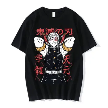 Iblis avcısı Anime Kİmetsu Hiçbir Yaiba T-Shirt Tengen Uzui Manga T Shirt erkek Yaz Kısa Kollu Büyük Boy T-shirt Streetwear