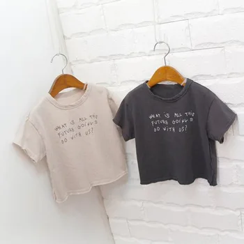 2021 Yaz Yeni Çocuk Basit Yumuşak Yuvarlak O-boyun Erkek ve Kız Pamuk kısa kollu tişört