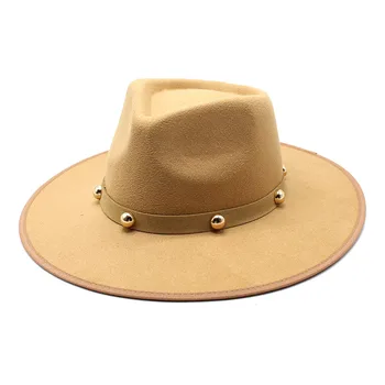 Ücretsiz kargo caz üst yün yün şapka kadın zincir fedora şapka unisex sonbahar ve kış moda wrap Panama şapka toptan