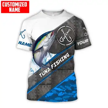 Ton balığı / Marlin Balıkçılık Özel Ad 3D Baskılı Erkek t shirt Serin Yaz Moda Unisex kısa kollu tişört Casual Tee tops TX249