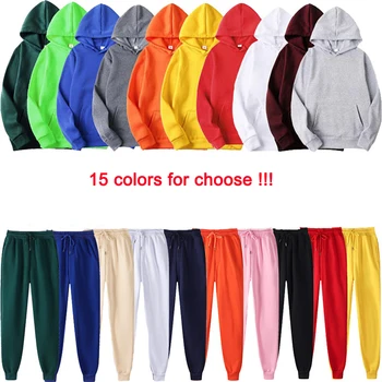 15 renk satış erkekler /kadınlar eşofman hoodies + pantolon sonbahar kış kış streetwear eşleşen setleri tişörtü sweatpants