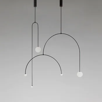 Minimalist LED kolye ışıkları Modern tasarımcı demir hattı asılı lamba yemek odası yatak odası başucu dekor İskandinav Loft armatürleri