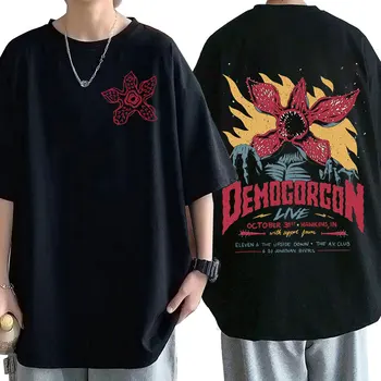 Eddie Munson Demogorgon T Shirt Yamyam Çiçek Canavar Baskı T-shirt Yaz Unisex Rahat Pamuklu Erkek Tee gömlek Streetwear