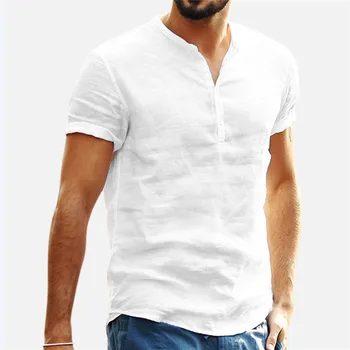 Gömlek Kısa Kollu Nefes erkek Baggy Casual Gömlek Slim Fit katı pamuk gömlekler Erkek Kazak Bluz Tops