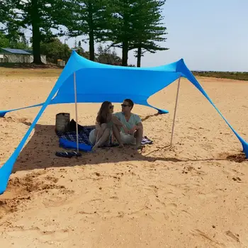 Aile Plaj Güneşlik Hafif güneşten koruyan tente Kum Torbası Çapalar İle 4 Ücretsiz Mandal UPF50+ UV Büyük Taşınabilir Gölgelik Kamp İçin