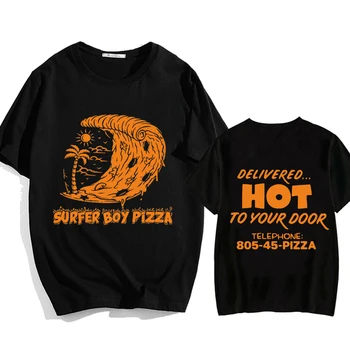 Sörfçü Çocuk Pizza T-shirt %100 % Pamuk Erkek Tişörtleri Vintage Harajuku yaz giysileri Kawaii Komik Karikatür kısa kollu t-shirt