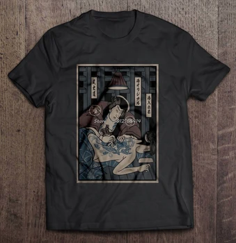 Erkekler Komik T Shirt Moda Tshirt Japon Samuray Dövme Kadın t-shirt Tees Erkekler Pamuk T Shirt Streetwear