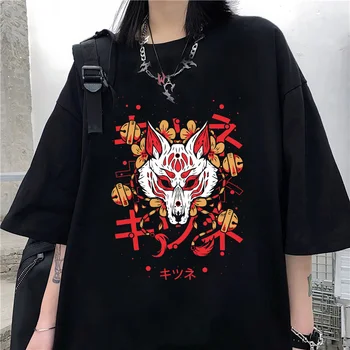 Kadın T-Shirt Yaz Gevşek Moda Kadın Bluzlar 2022 T Gömlek Casual Kısa Kollu Kedi japon animesi Baskı Giyim Tops y2k