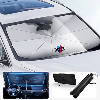 Araba logosu Katlanabilir güneş şemsiyesi Cam UV Güneş Gölge Şemsiye BMW X1 X2 X3 X4 X5 X6 X7 1 2 3 4 5 Serisi Araba Aksesuarları