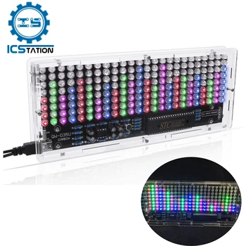 DIY LED Müzik Spektrum Ekran Lehimleme Kiti 4 Renkli Flaş ışığı Ses Spektrum Lehimleme Eğitim Akrilik Kabuk ile Elektrikli
