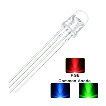50 ADET 5mm tam renkli LED RGB kırmızı / yeşil / mavi Ortak Katot / Anot Dört ayak şeffaf vurgulamak renkli ışık 5mm diyot renkli