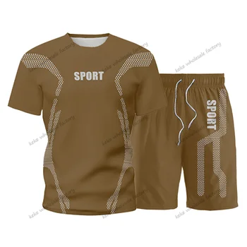 Yeni Yaz Eşofman Erkekler Boy Tshirt Şort 2 Parça Setleri 3D Baskılı Erkek Giysileri Forması Kıyafetler Marka Koşu Suit