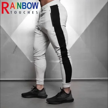 Rainbowtouches Tüm Mevsim Spor Erkekler Yeni Stil Casual Slim Fermuar Cep Baskı Kalem Pantolon %100 % Pamuk