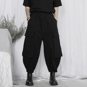 Yeni Rahat Pantolon erkek İlkbahar Ve Yaz Yeni Siyah Tulum Moda Büyük Kıvrımlı Turp Pantolon Büyük Moda Trendi