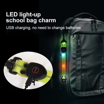 Emniyet lambası reflektör kolye benzersiz LED parlayan yansıtıcı sırt çantası asılı ışık USB şarj edilebilir bisiklet koşu koşu