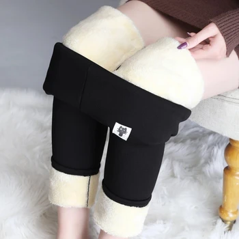 Süper Kalın Yüksek Bel Sıcak Tutmak Legging Kadınlar Kış Tayt Artı Kadife Kadın Katı Elastik Tayt Pantolon