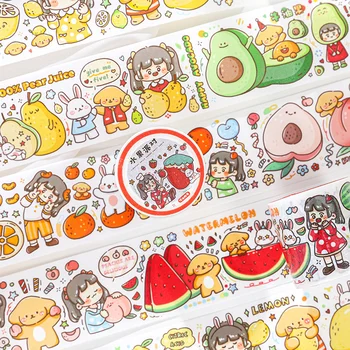 45mm * 5m Meyve Parti Serisi Washi Maskeleme Bantları Dekoratif Parti Scrapbooking DIY Kırtasiye El Gezegen Kağıt Çıkartmalar Kawaii