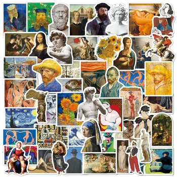 10/30/50 Adet Ünlü Sanatçılar Yağlıboya Van Gogh Mona Lisa Çıkartmalar DIY Dizüstü Scrapbooking Graffiti Etiket Kırtasiye Sticker