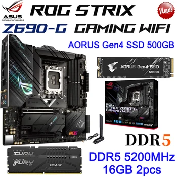 Asus ROG STRIX Z690-G OYUN WIFI Anakart + DDR5 5200MHz 16GB 2 adet Bellek + AORUS Gen4 500G SSD M. 2 PCI-E 4.0 Anakart YENİ