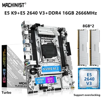 MAKİNİST X99 Anakart LGA 2011-3 Seti Kiti Xeon E5 2640 V3 CPU İşlemci 16G=2 * 8G DDR4 2666MHz RAM NVME M. 2 SATA 3.0 WIFI K9