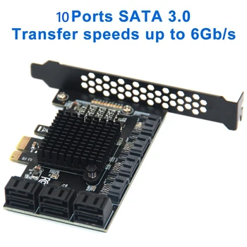 SATA PCIE 1X Adaptörü 2/4/6/10 Port PCIE X4/X8 / X16 SATA 3.0 6Gbps Hız Yükseltici Genişletme Kartı SATA III PCI Express Bilgisayar için
