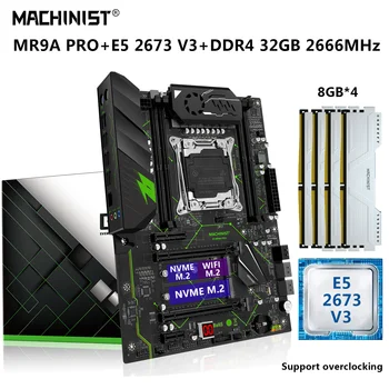 MAKİNİST MR9A PRO Anakart Kiti Xeon E5 2673 V3 CPU İşlemci LGA 2011-3 32G = 4 * 8G DDR4 2666MHz RAM Bellek Seti M. 2 NVME SATA 3