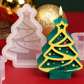 Noel Ağacı Kokulu Mum silikon kalıp DIY El Yapımı Mum Alçı Sabun Kalıpları Reçine Noel Zanaat Hediye Yapımı Kalıp Ev Dekor
