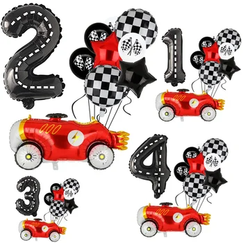 10 Adet Yarış Arabası Parti dekorasyon balonları Iki Hızlı Doğum Günü Malzemeleri Çocuk Araba Doğum Günü Tema 32 