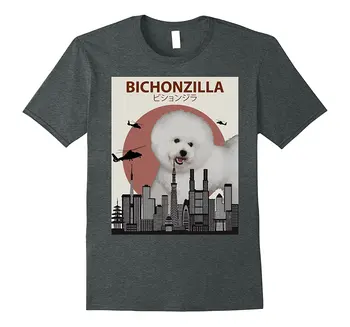 2019 Sıcak satış Moda %100 % pamuk Bichonzilla Komik Bichon Frise T-Shirt | Hediye için Köpek Severler Tee gömlek