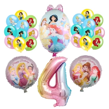24 Adet / takım Disney Prenses Denizkızı Ariel Külkedisi Tema Balonlar Doğum Günü Partisi Süslemeleri Çocuk Oyuncakları Düğün Parti Malzemeleri