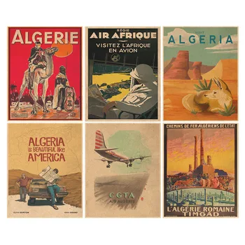 Dünya Seyahat Serisi Vintage Kraft Kağıt Afiş Cezayir Cezayir Çöl Manzara Sticker Ev Bar Dekor Boyama Sanat Duvar DIY
