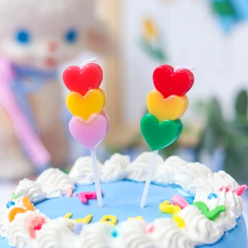 Kremalı kek Dekoratif Mum Vintage Renkli Aşk Şiş Doğum Günü Mumları Seti Hediye Düğün Parti Pişirme Tatlı Masa Ekleme
