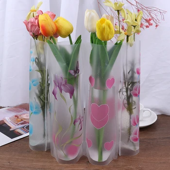 2 Boyutu Çevre Dostu Kırılmaz Katlanabilir Katlanır Çiçek Plastik PVC Dayanıklı Vazo Ev Düğün Parti Saklamak kolay Rastgele 1 ADET