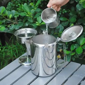 Kamp Kahve Fincanı Kupa Percolator Pot Kahve Makinesi Kapaklı Açık
