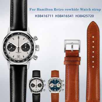 20 22mm Hakiki Deri watchband Hamilton Amerikan klasik serisi panda zamanlama H38416711 saat kayışı inek derisi erkek Bilezik